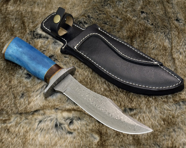 Ultimatum Bowie Knife with Exotic Camel Bone Handle & Sheath