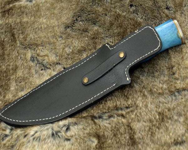 Ultimatum Bowie Knife with Exotic Camel Bone Handle & Sheath - Gifts for You 'n Me
