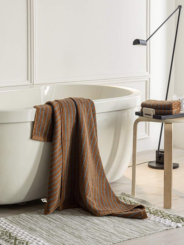 Ultra Soft Absorbent Retro Stripe Bath Towel - 100% Organic Cotton