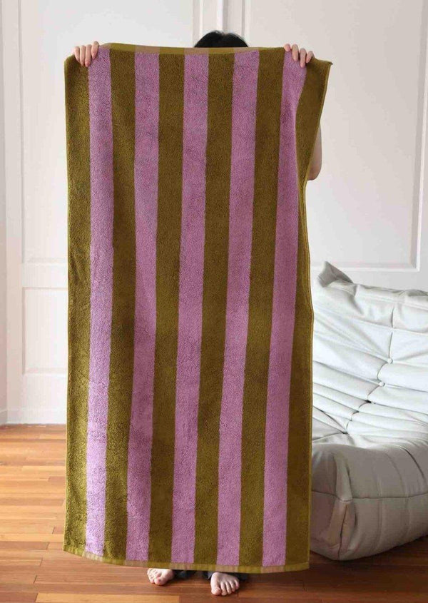 Ultra Soft Absorbent Retro Stripe Bath Towel - 100% Organic Premium Combed Cotton