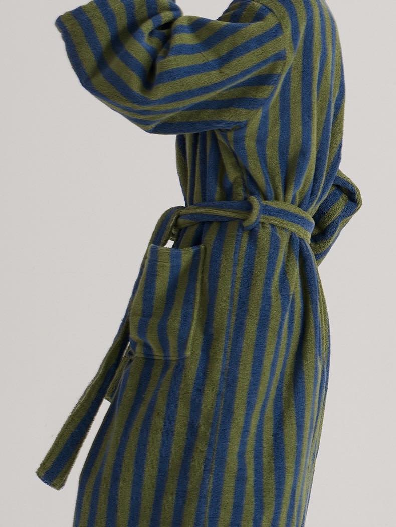 Ultra Soft Retro Stripe Bathrobe - 100% Organic Long-stapled Cotton