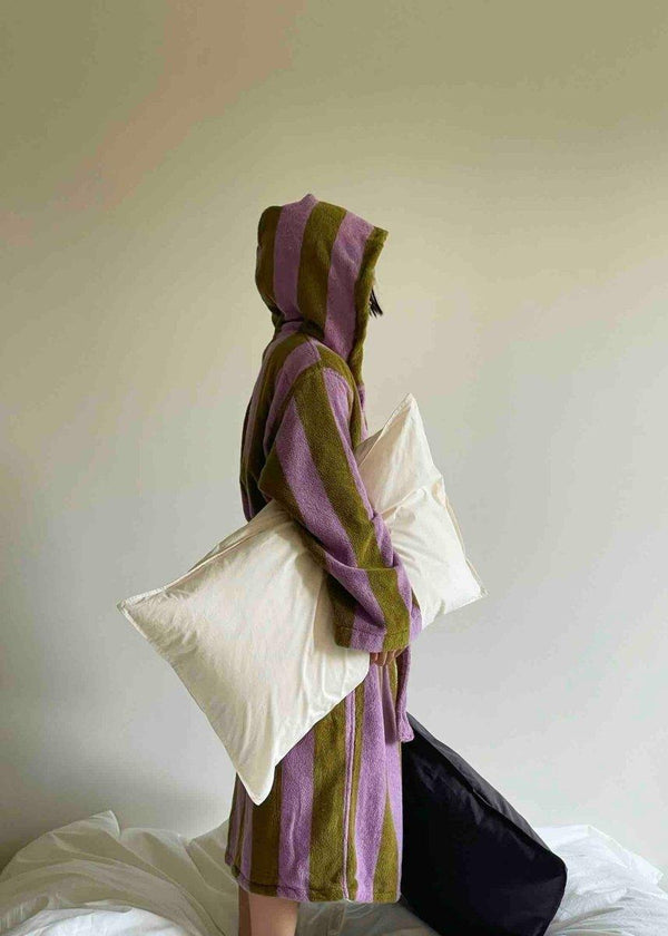 Ultra Soft Retro Whimsical Stripe Bath Robe - 100% Organic Long-stapled Cotton