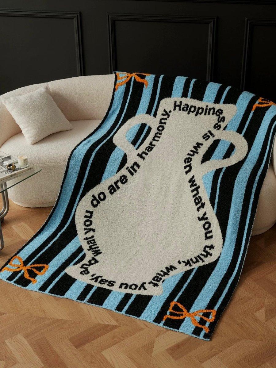 Ultra Soft Whimsical Cute Stripe Vase Throw Blanket - Warm Thick Playful