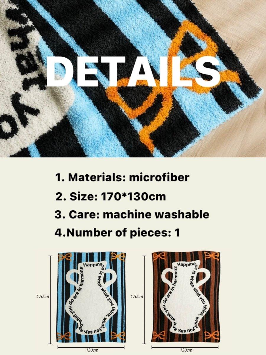 Ultra Soft Whimsical Cute Stripe Vase Throw Blanket - Warm Thick Playful