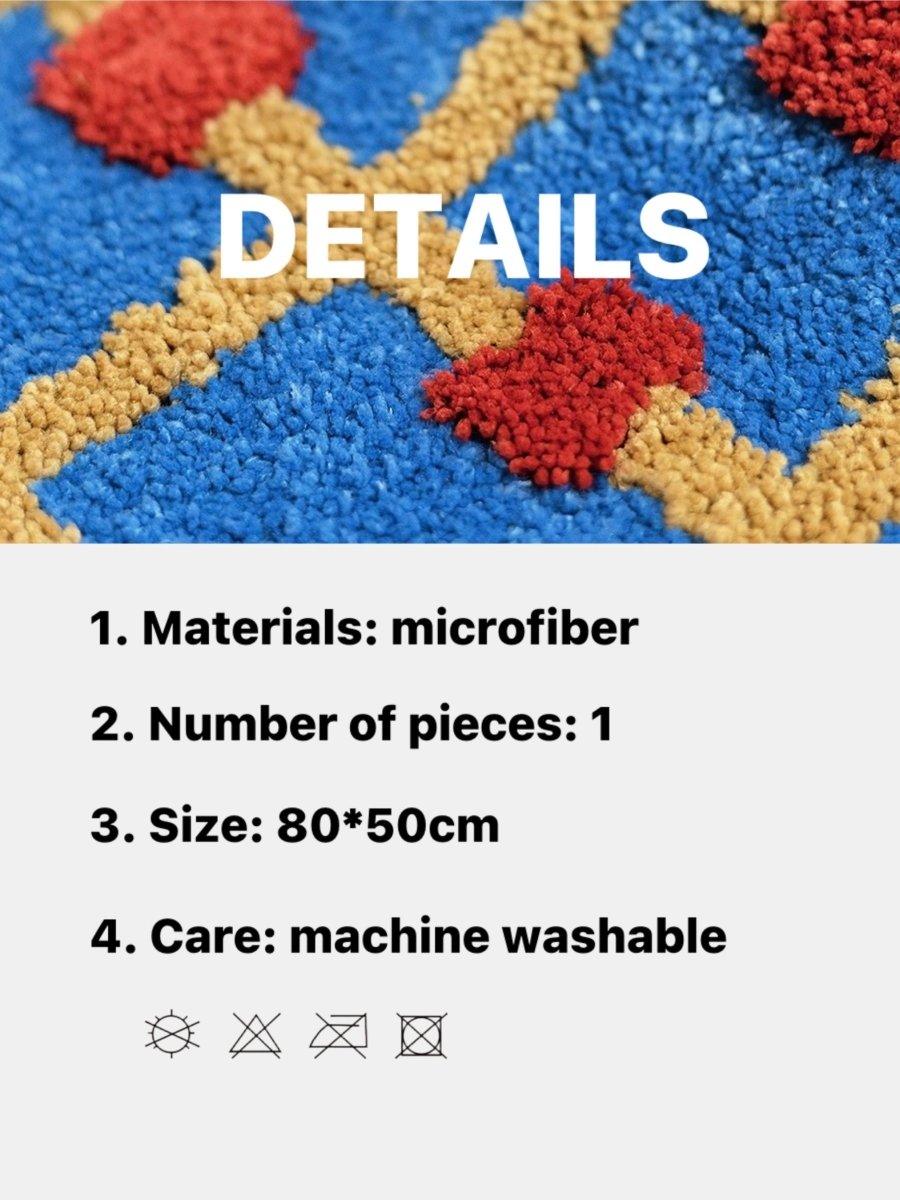 Ultra Soft Whimsical Dopamine Checker Bath Rug, Absorbent Mat