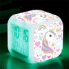 Unicorn Alarm Clock LED Digital Clock 7 Color Changing Light Night Glowing Kids Desk Clock LED Night Glowing Cube LCD Clock with Light Children Wake Up Bedside Clock Birthday Gifts for Kids Women Bedroom Children Gift