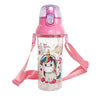 Unicorn Drinking Water Bottle for School Children Girls Kids with Straw Straps BPA FREE Cute Pink Outdoor Sport Water Bottle for Infant Toddler 500ml Anti-Spill Sippy Cup with Soft Silicone Straw BPA Free Anti Spill Lock Leak Proof Easy Neck Hanging Cap