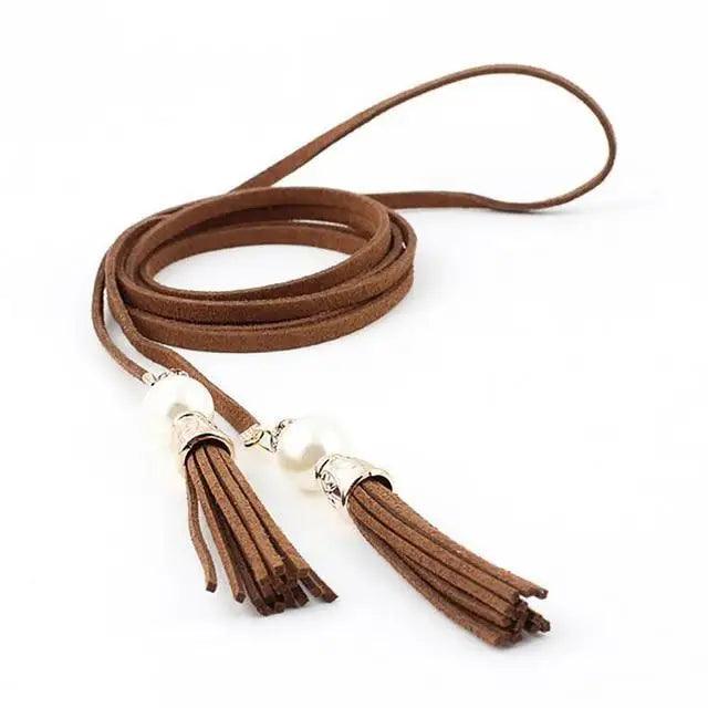 Unique Classic PU Leather Tie Strap Waist Belt For Women Modern Rope Style Design Ladies Waistbands