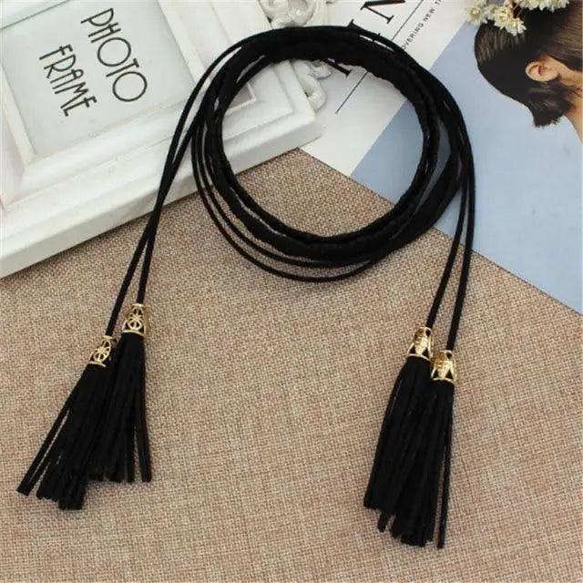 Unique Classic PU Leather Tie Strap Waist Belt For Women Modern Rope Style Design Ladies Waistbands