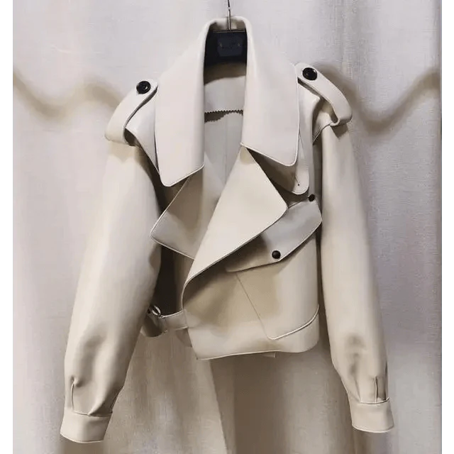 Unique Design Faux Leather Jacket Women Loose Soft Vintage Motorcycle Biker Coat Short Pu Leather Coat Female Punk Autumn Streetwear Outwear