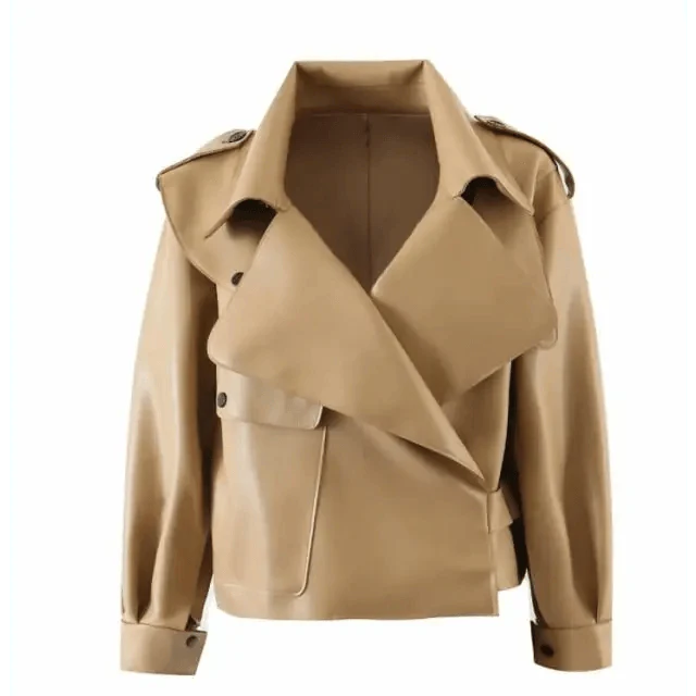 Unique Design Faux Leather Jacket Women Loose Soft Vintage Motorcycle Biker Coat Short Pu Leather Coat Female Punk Autumn Streetwear Outwear