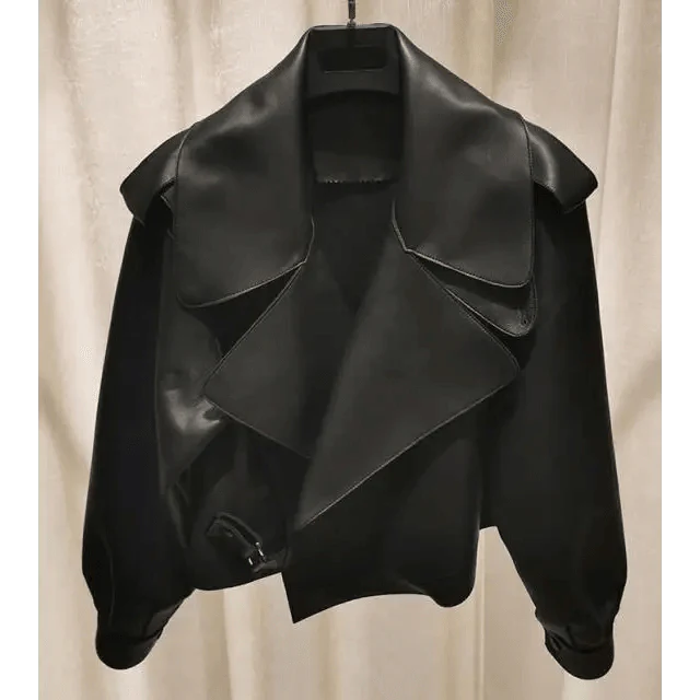 Unique Design Faux Leather Jacket Women Loose Soft Vintage Motorcycle Biker Coat Short Pu Leather Coat Female Punk Autumn Streetwear Outwear