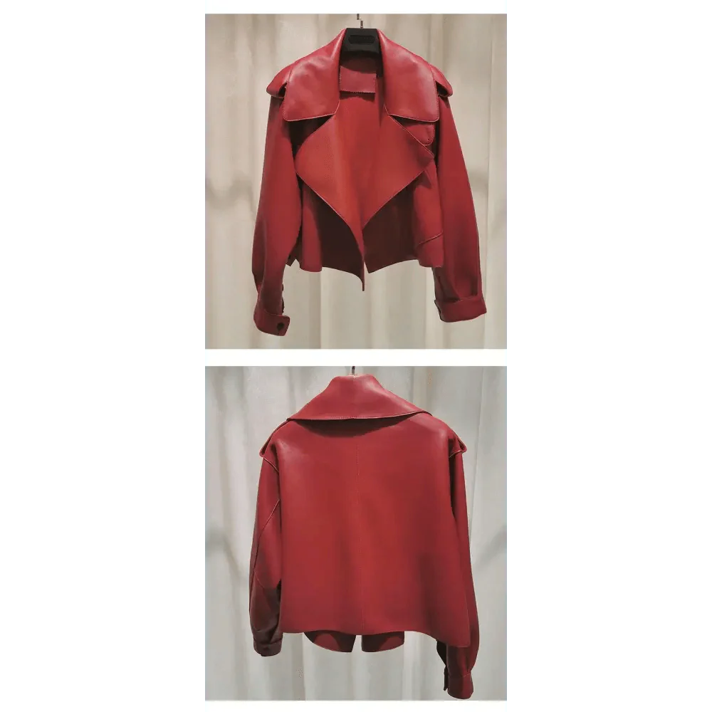 Unique Design Faux Leather Jacket Women Loose Soft Vintage Motorcycle Biker Coat Short Pu Leather Coat Female Punk Autumn Streetwear Outwear