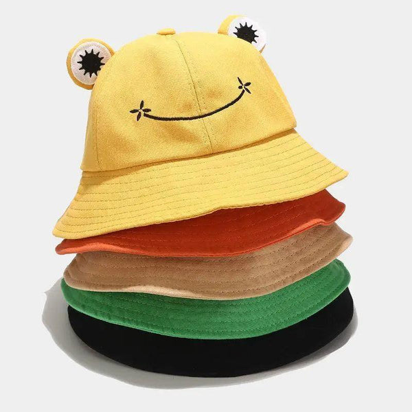 Unique Design Frog Bucket Hat for Women Summer Autumn Plain Female Panama Outdoor Hiking Beach Fishing Cap Sunscreen Woman Sunhat