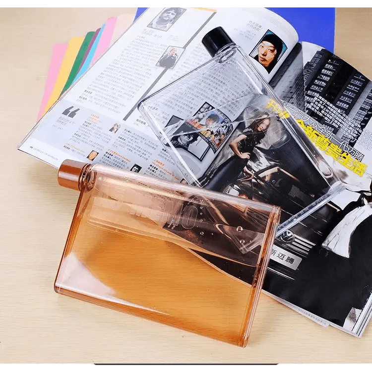 Unique Design Portable Book Paper Cup Botlte Flat Water Bottle Clear Paper Pad Water Bottle Flat Drinks Kettle Notebook Drink Bottle for Water
