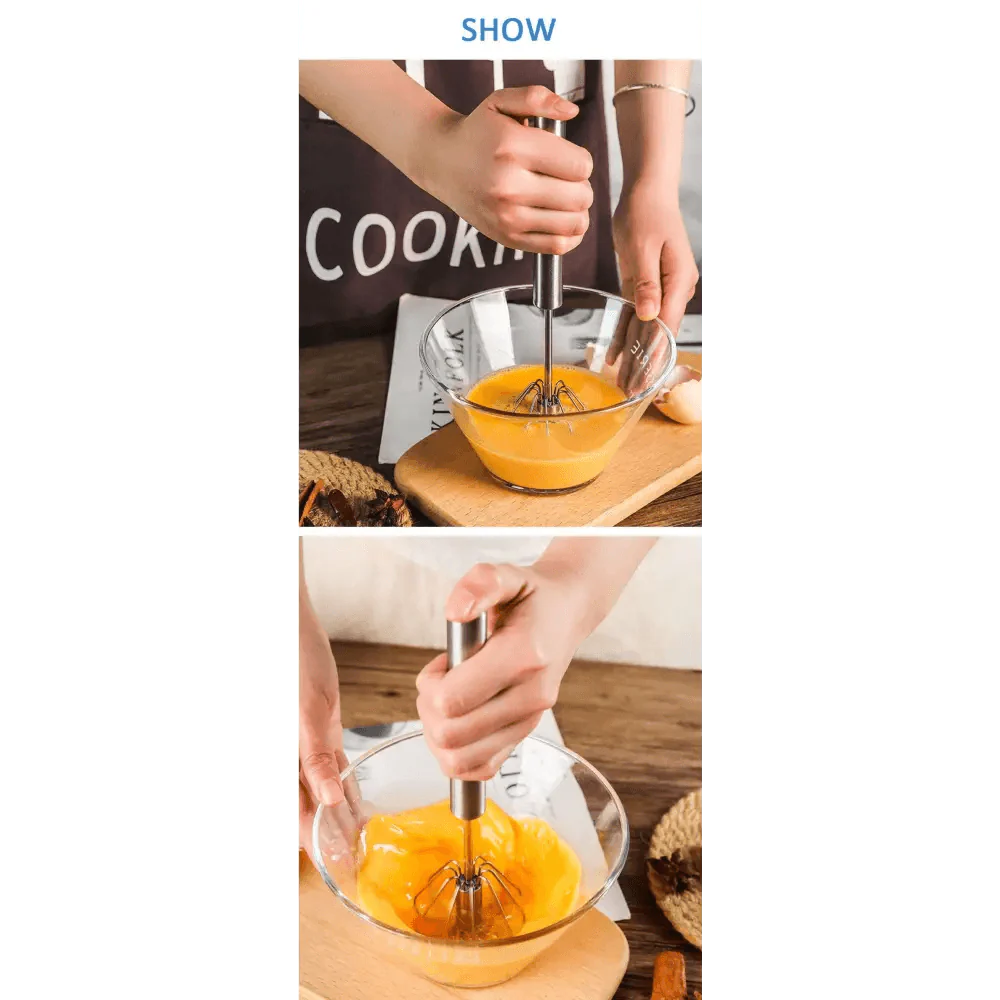 Unique Design Semi-automatic Egg Beater 304 Stainless Steel Egg Whisk Manual Hand Mixer Self Turning Egg Stirrer Kitchen Accessories Egg Tools