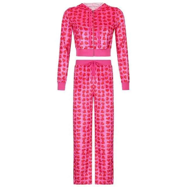 Unique Design Velvet Heart Print Cropped Top Bomber Jacket For Women Autumn Cute Pink Long Sleeve Coats Zipper Winter Overcoat