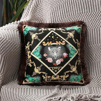 Unique Designed European American Luxury Printed Polyester Cushion Cover Horse printed Lumbar Cover Tassel Edge Modern Throw Pillow Covers Square Decorative Set Cushion Covers For Home Bed Couch Sofa Bench