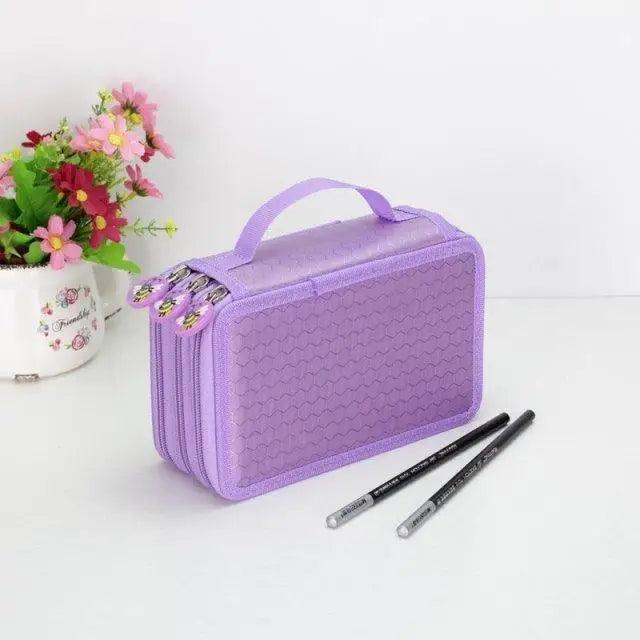 Unique Purple Cute Big 36/48/72 Holes Stationery Students Pencil Case High Quality Large Capacity Pencil Box