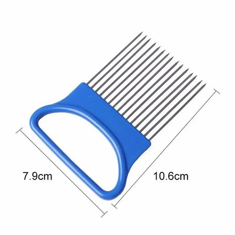 Unique Style 1PC Stainless Steel Onion Needle Onion Holder Handheld Simple Slicer Fruit Vegetable Cutter Potato Kitchen Tool Bar Accessories