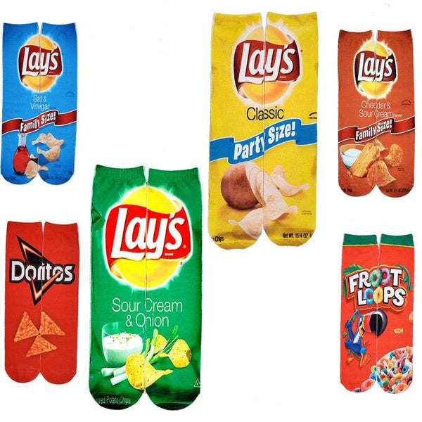 Unisex 3D Print Funny Art Socks Cotton for Lovers with Painting and Snacks Funny Socks Long Kawaii Cute and Cool Gifts for Men And Women