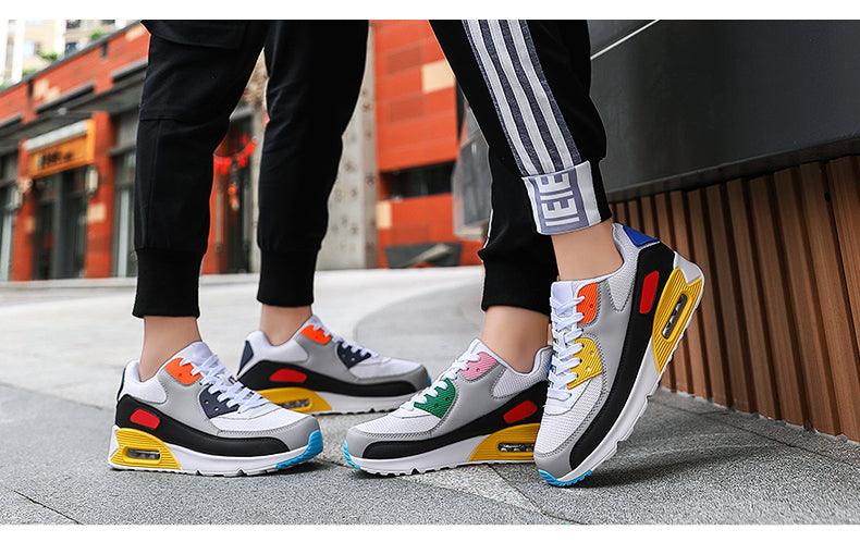 Unisex Air Cushion Sneakers Men's Colorful Casual  Fashion Jogging Sneakers Outdoor Sports Sneakers Lace Up Unisex Walk Women's Air Athletic Running Sneakers