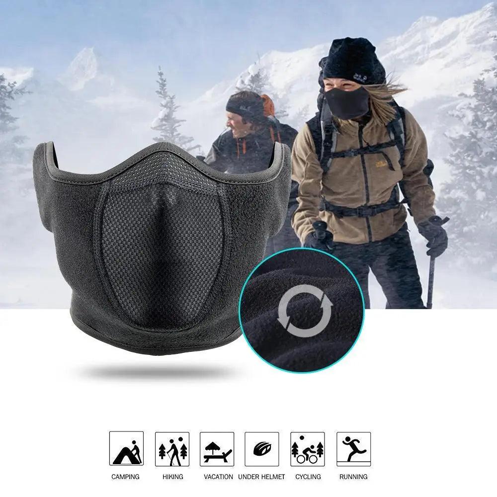 Unisex Breathable Black Half Ski Windproof Sport Mask Face Cover Ear Warmer For Winter Weather Men Running Thermal Masks Scarf Snowboard Ski Mask Neck Warmer