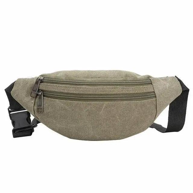 Unisex Casual Canvas Waist Bag Functional Comfortable Waist Bag Classic Waterproof Cross Body Traveling Bag