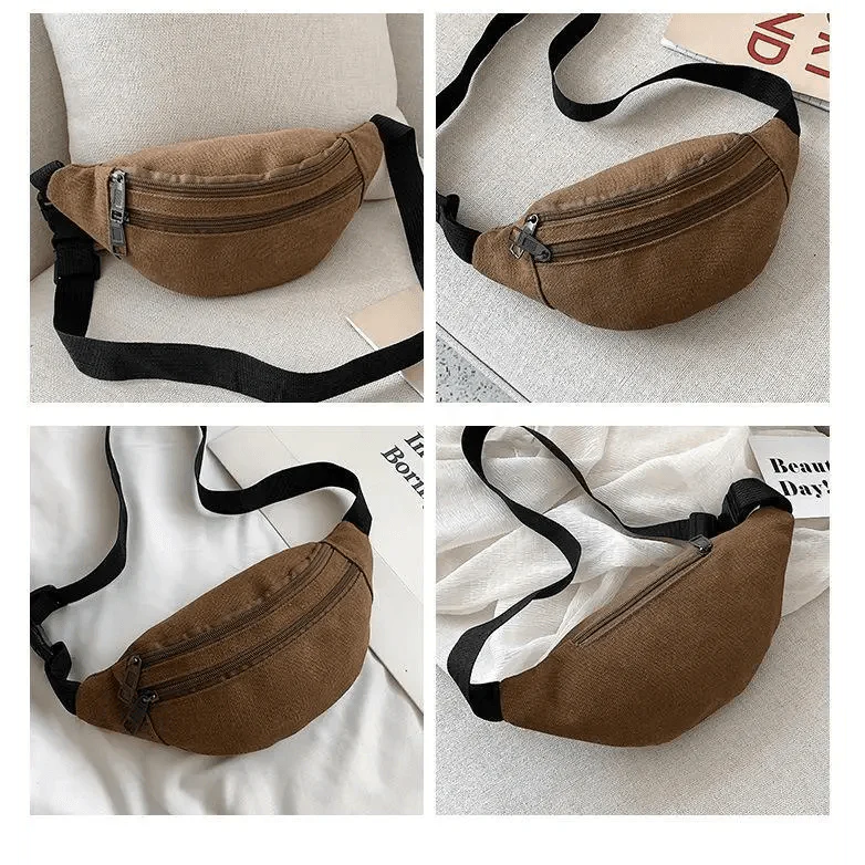 Unisex Casual Canvas Waist Bag Functional Comfortable Waist Bag Classic Waterproof Cross Body Traveling Bag