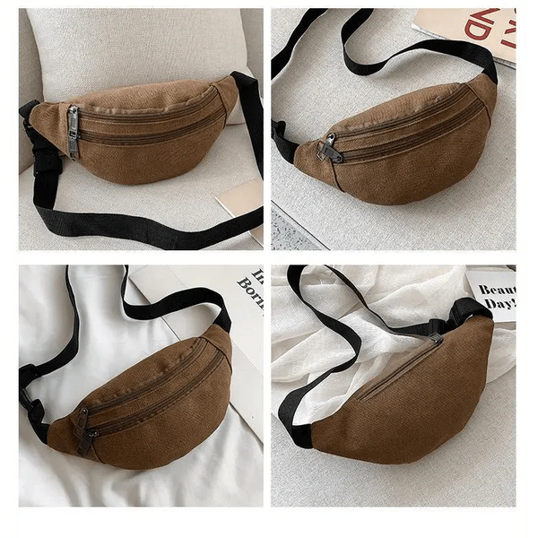 Unisex Casual Canvas Waist Bag Functional Comfortable Waist Bag Classic Waterproof Cross Body Traveling Bag
