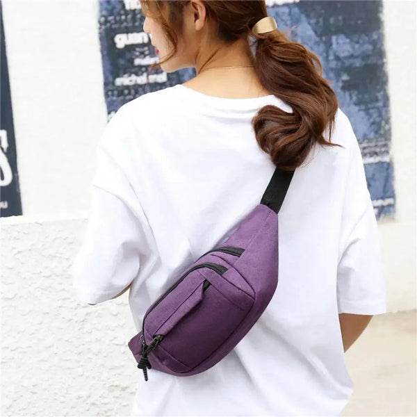 Unisex Casual Crossbody Women Waist Bag Retro Design Large Capacity Canvas Travel Adjustable Phone Bag Fanny Hip Bags Hands-Free Wallets Waist Pack