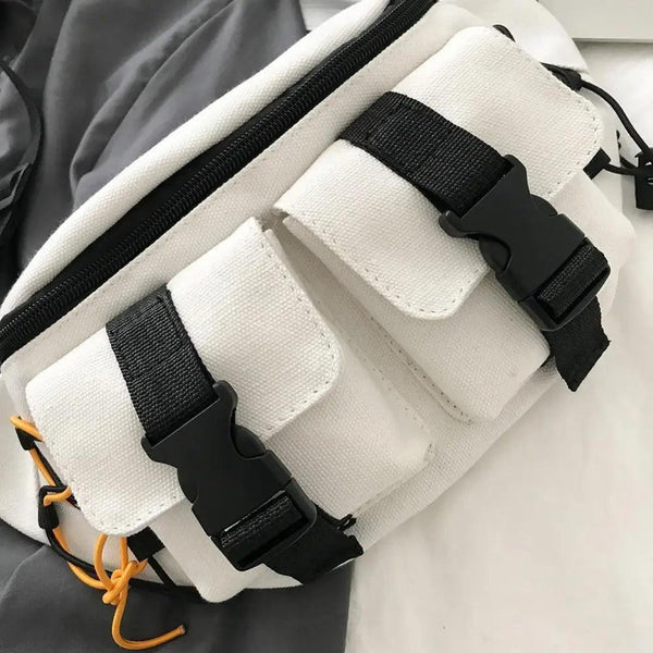 Unisex Casual Stylish Zipper Fanny Black Waist Bag Comfortable Travel Cross Body Bag Large Capacity Bags