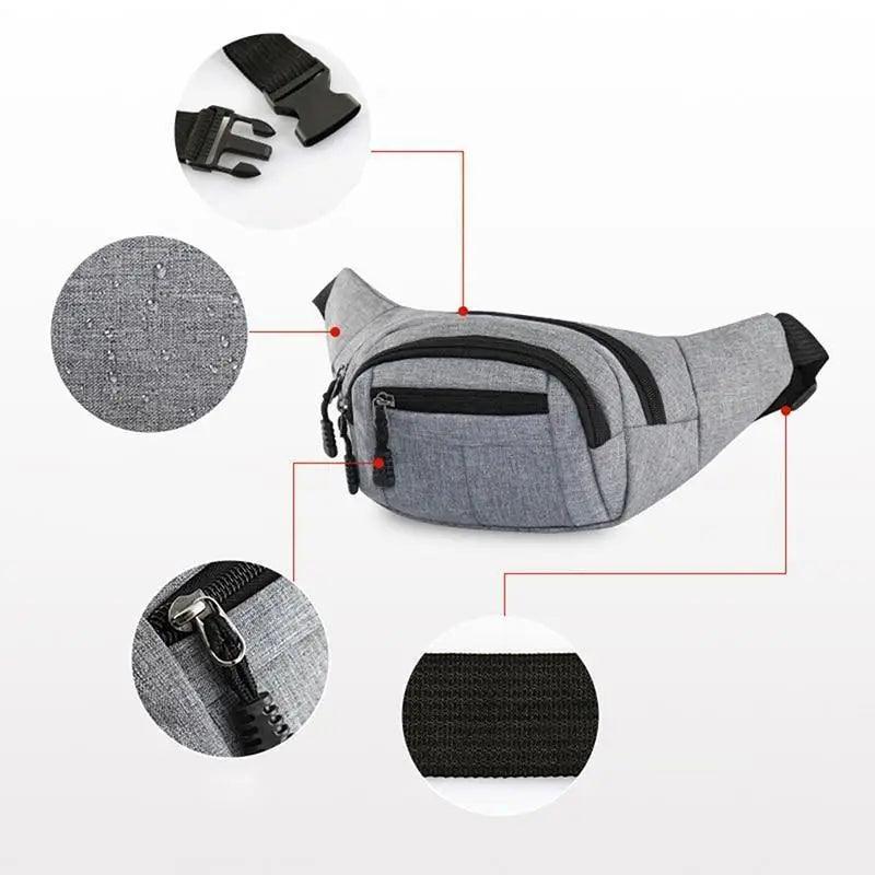 Unisex Classic Design Sports Fanny Pack Stylish Waist Bag Large Capacity Outdoor Travel Waist Bag
