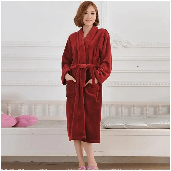 Unisex Comfortable Fleece Soft Bathrobes Elegant Sleepwear For Men And Women Winter Indoor Warm Bathrobe