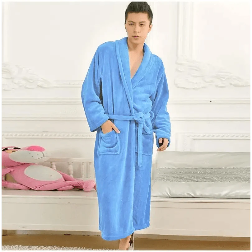 Unisex Comfortable Fleece Soft Bathrobes Elegant Sleepwear For Men And Women Winter Indoor Warm Bathrobe