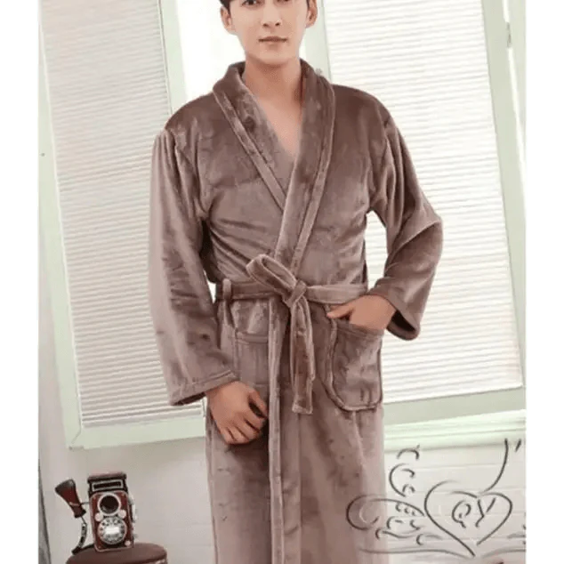 Unisex Comfortable Fleece Soft Bathrobes Elegant Sleepwear For Men And Women Winter Indoor Warm Bathrobe
