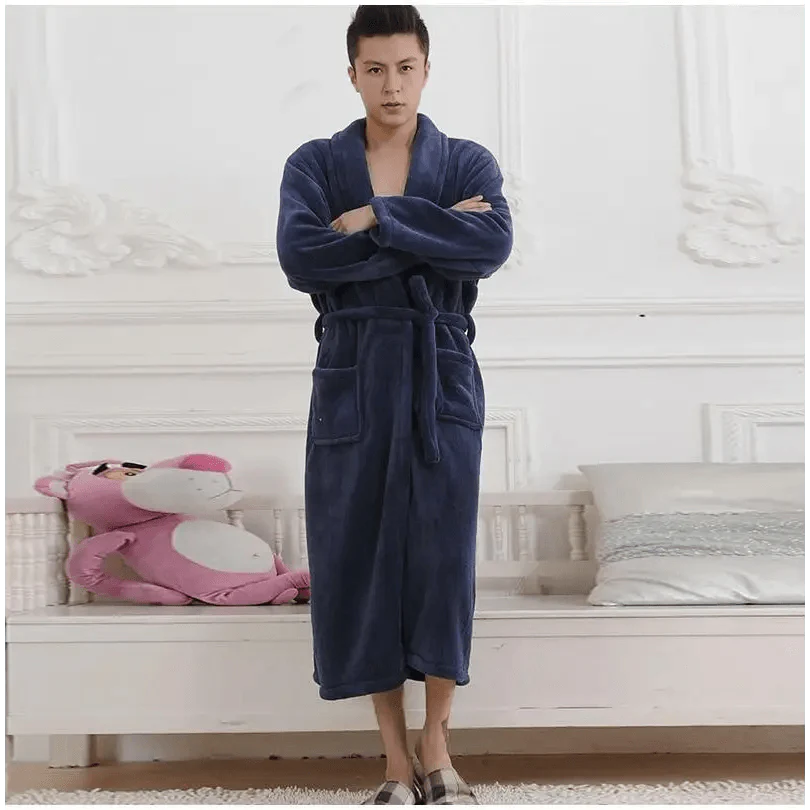 Unisex Comfortable Fleece Soft Bathrobes Elegant Sleepwear For Men And Women Winter Indoor Warm Bathrobe