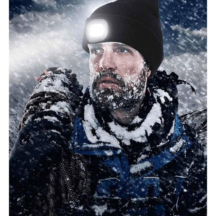 Unisex Fashion LED Light Knitted Hat For Men Women Trendy Elastic Beanie Cap Headlamp Winter Knit Lighted Headlight Headlamp Cap