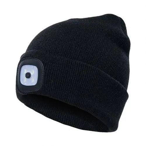 Unisex Fashion LED Light Knitted Hat For Men Women Trendy Elastic Beanie Cap Headlamp Winter Knit Lighted Headlight Headlamp Cap