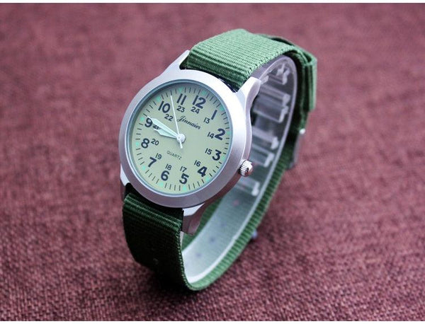 Unisex Fashion Nylon Fabric Kids Children Watch Sport Thin Students Canvas Quartz Dress Wristwatch Military Time Watch  Field Outdoor Sport Mens Wristwatch With Slip-Thru Nylon Band