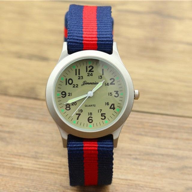 Unisex Fashion Nylon Fabric Kids Children Watch Sport Thin Students Canvas Quartz Dress Wristwatch Military Time Watch  Field Outdoor Sport Mens Wristwatch With Slip-Thru Nylon Band