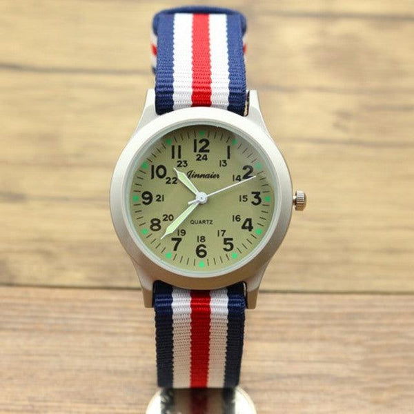 Unisex Fashion Nylon Fabric Kids Children Watch Sport Thin Students Canvas Quartz Dress Wristwatch Military Time Watch  Field Outdoor Sport Mens Wristwatch With Slip-Thru Nylon Band