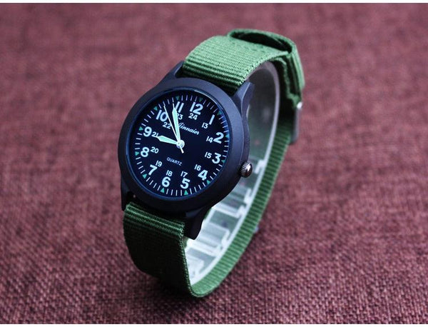 Unisex Fashion Nylon Fabric Kids Children Watch Sport Thin Students Canvas Quartz Dress Wristwatch Military Time Watch  Field Outdoor Sport Mens Wristwatch With Slip-Thru Nylon Band