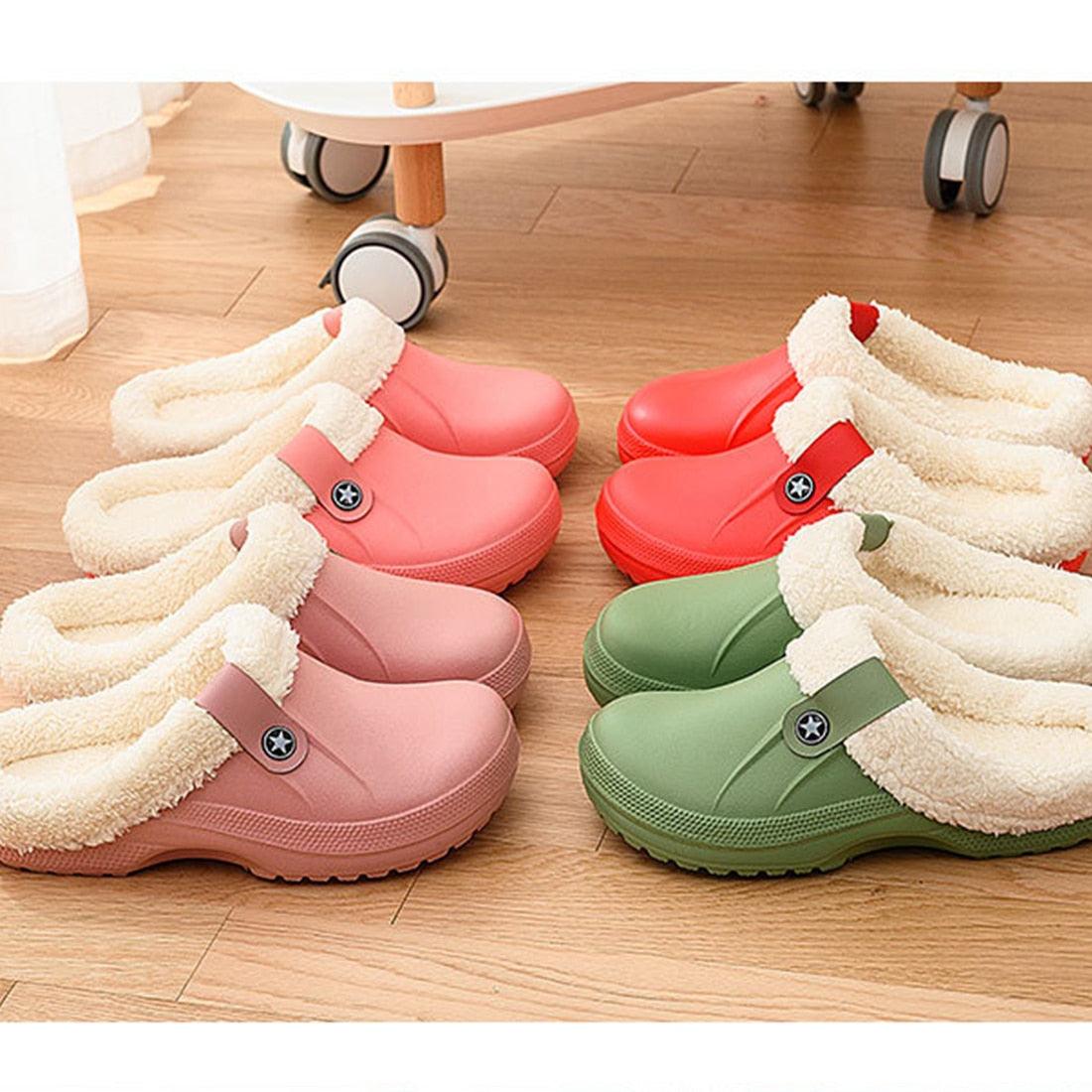 Unisex Home Shoes Winter Clogs Indoor Plush Warm Slippers Sandals For Women New Fashion Footwear Soft Slides Cozy Indoor Outdoor Knit Slipper Clog With Plush Warm Fur Lining Slippers For Women