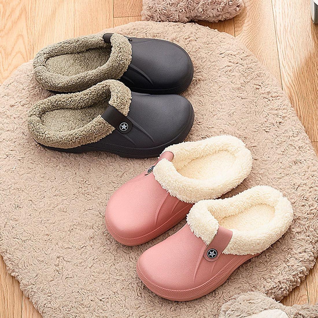 Unisex Home Shoes Winter Clogs Indoor Plush Warm Slippers Sandals For Women New Fashion Footwear Soft Slides Cozy Indoor Outdoor Knit Slipper Clog With Plush Warm Fur Lining Slippers For Women