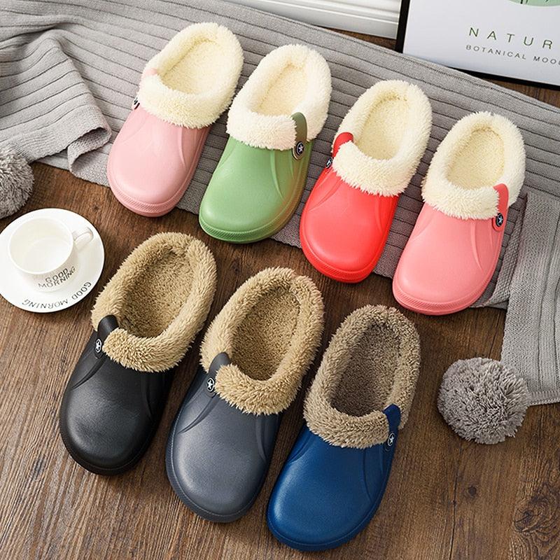 Unisex Home Shoes Winter Clogs Indoor Plush Warm Slippers Sandals For Women New Fashion Footwear Soft Slides Cozy Indoor Outdoor Knit Slipper Clog With Plush Warm Fur Lining Slippers For Women