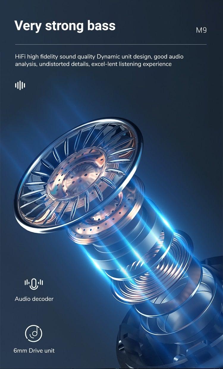 Unisex Lightweight Wireless Headphones Bluetooth 5.1 Headphones Waterproof Sport Earphone Headset Bluetooth Earpiece Sports Headphones Wireless Wearable Music Player Sweatproof Workout Portable Headphones LED Smart Screen Display Design