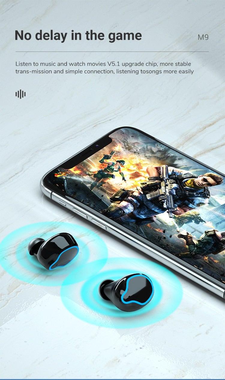 Unisex Lightweight Wireless Headphones Bluetooth 5.1 Headphones Waterproof Sport Earphone Headset Bluetooth Earpiece Sports Headphones Wireless Wearable Music Player Sweatproof Workout Portable Headphones LED Smart Screen Display Design