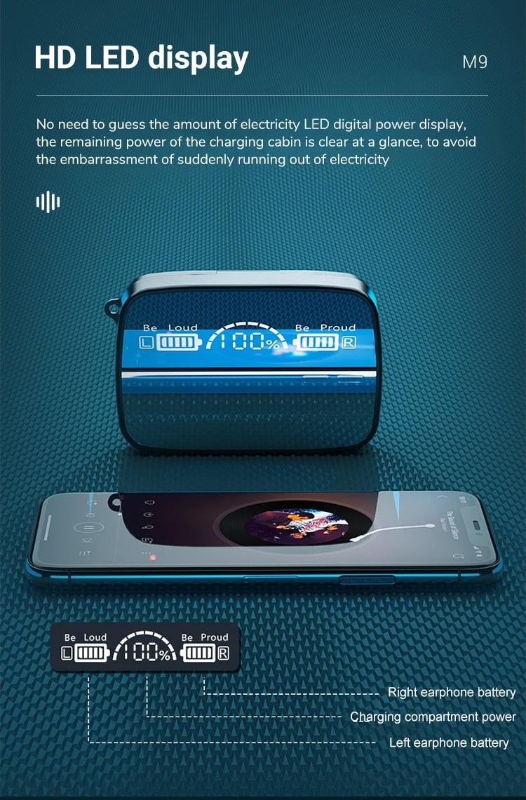 Unisex Lightweight Wireless Headphones Bluetooth 5.1 Headphones Waterproof Sport Earphone Headset Bluetooth Earpiece Sports Headphones Wireless Wearable Music Player Sweatproof Workout Portable Headphones LED Smart Screen Display Design