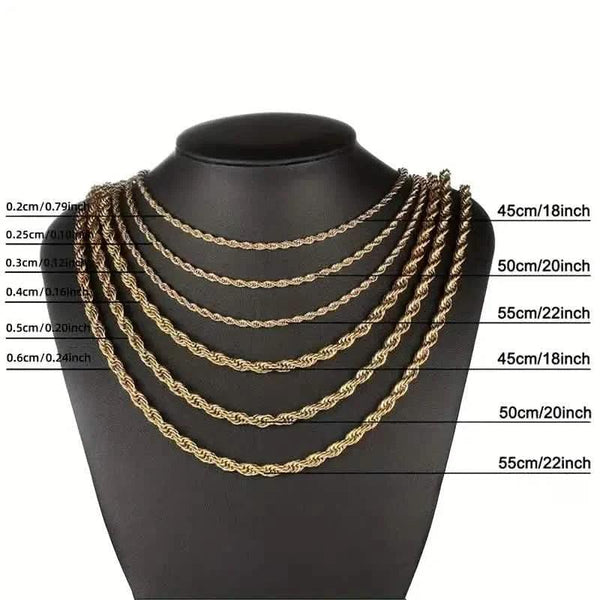 European Classic Twist Necklace Rope Chain